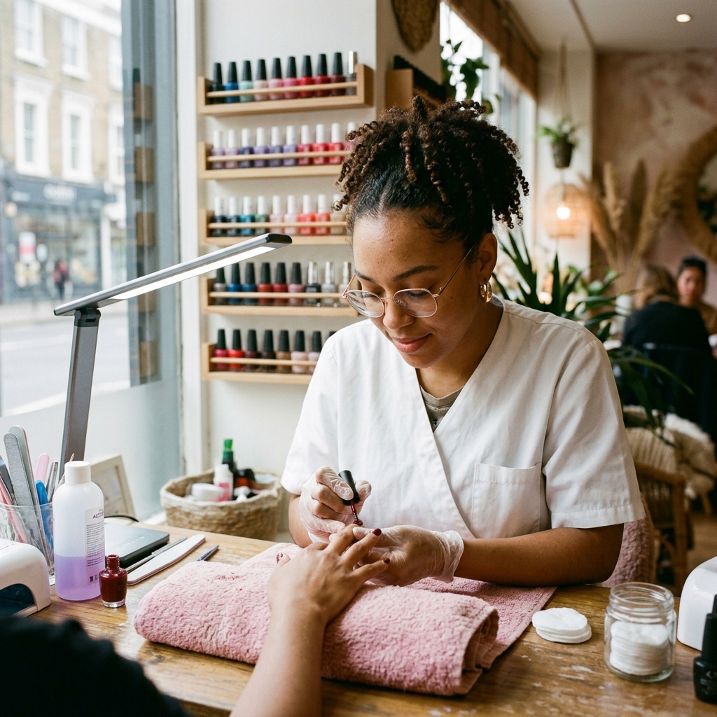 Featured Afro-Caribbean nail artist at work in studio
